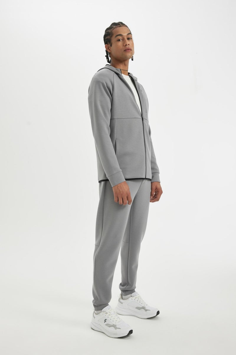 DeFacto Grey Man DeFactoFit Slim Fit Zippered Scuba Fabric Cardigan Casual - Image 5